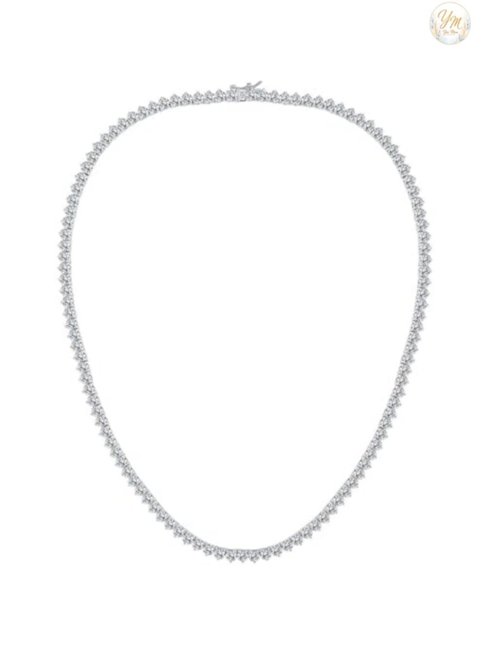 4mm CZ Tennis Necklace 3 Prong 18K White Gold Plated Round Cubic Zirconia